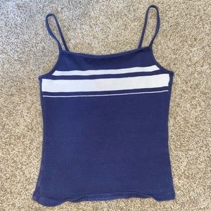dark blue tank top with white stripes